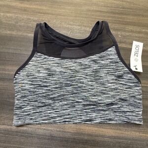Zelos Sports Bra‎ High Neck Racerback Black Spacedye Medium